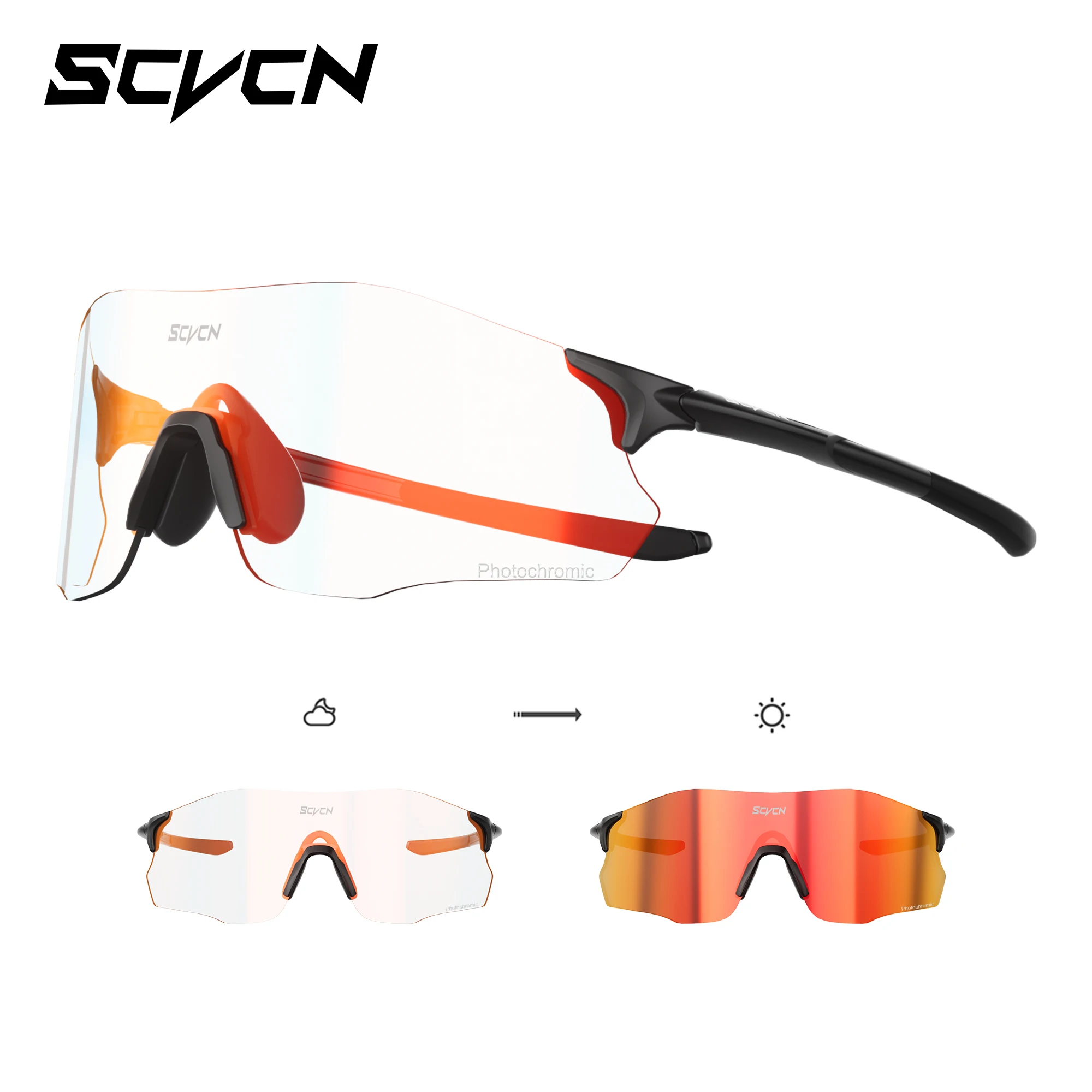 SCVCN Photochrome Radfahren Gläser Outdoor Sport Sonnenbrille Mann Fahrrad Brillen Radfahren Laufen Frauen Fahrrad UV400 Brille Image