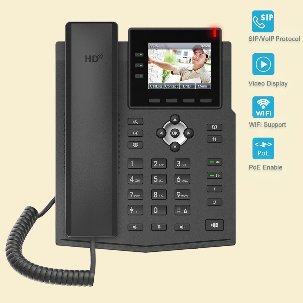Fanvil Business Office Netzwerk SIP Videotelefon EU Drahtlose WIFI-Funktion 1080P Display Telefon IP-Telefon LCD Multimedia