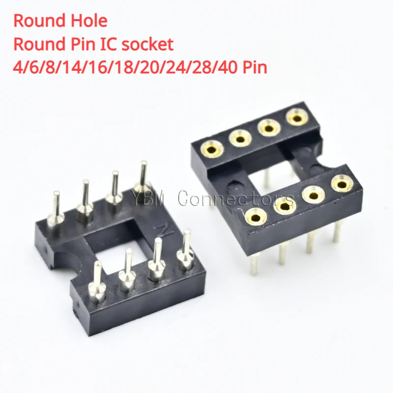 10 Stück Rundloch-IC-Steckdosen stecker Integrierte Schaltkreis buchse dip8 dip14 dip16 dip18 dip20 dip28 dip40 Buchsen Image