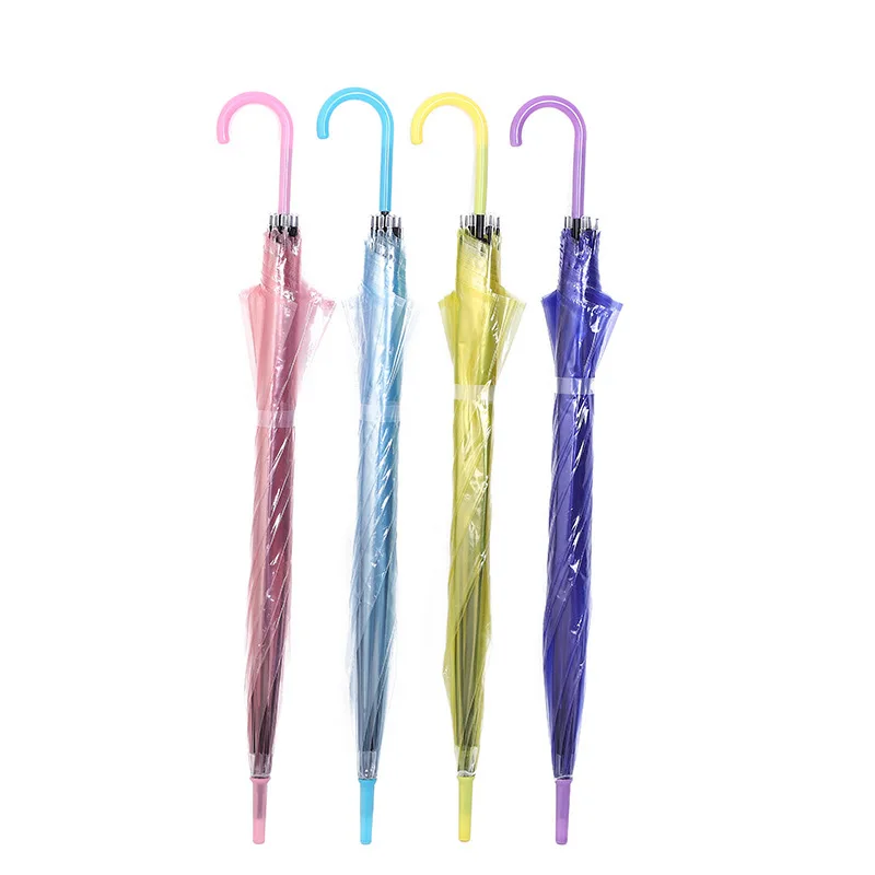 Langer Griff transparenter Regenschirm Regenbogen Regenschirm Student Kinder Erwachsene bunte gerade 8-Knochen-Regenschirm Image