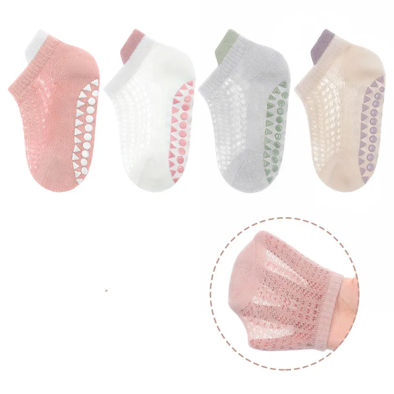 Lawadka Kinder Jungen Mädchen Socke Sommer Mesh dünne Kinder socken für Mädchen Jungen lässig Kleinkind kurze Bodens ocke Anti-Rutsch 4 Paar Image