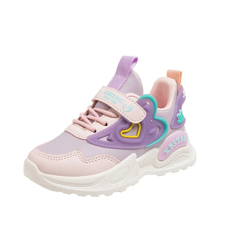 2026 Mädchen Sportschuhe Kinder Laufschuhe Rosa Atmungsaktives Air-Mesh Herz Süße Sneaker Niedliche Klettverschluss Kinder Freizeitschuhe