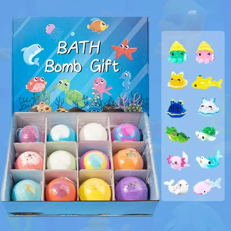 Badebomben-Set für Kinder, Badegeschenk mit versteckten Spielzeugen, sicheres Schaumbad, perfekt für sensorisches Spielen und Badespaß Image