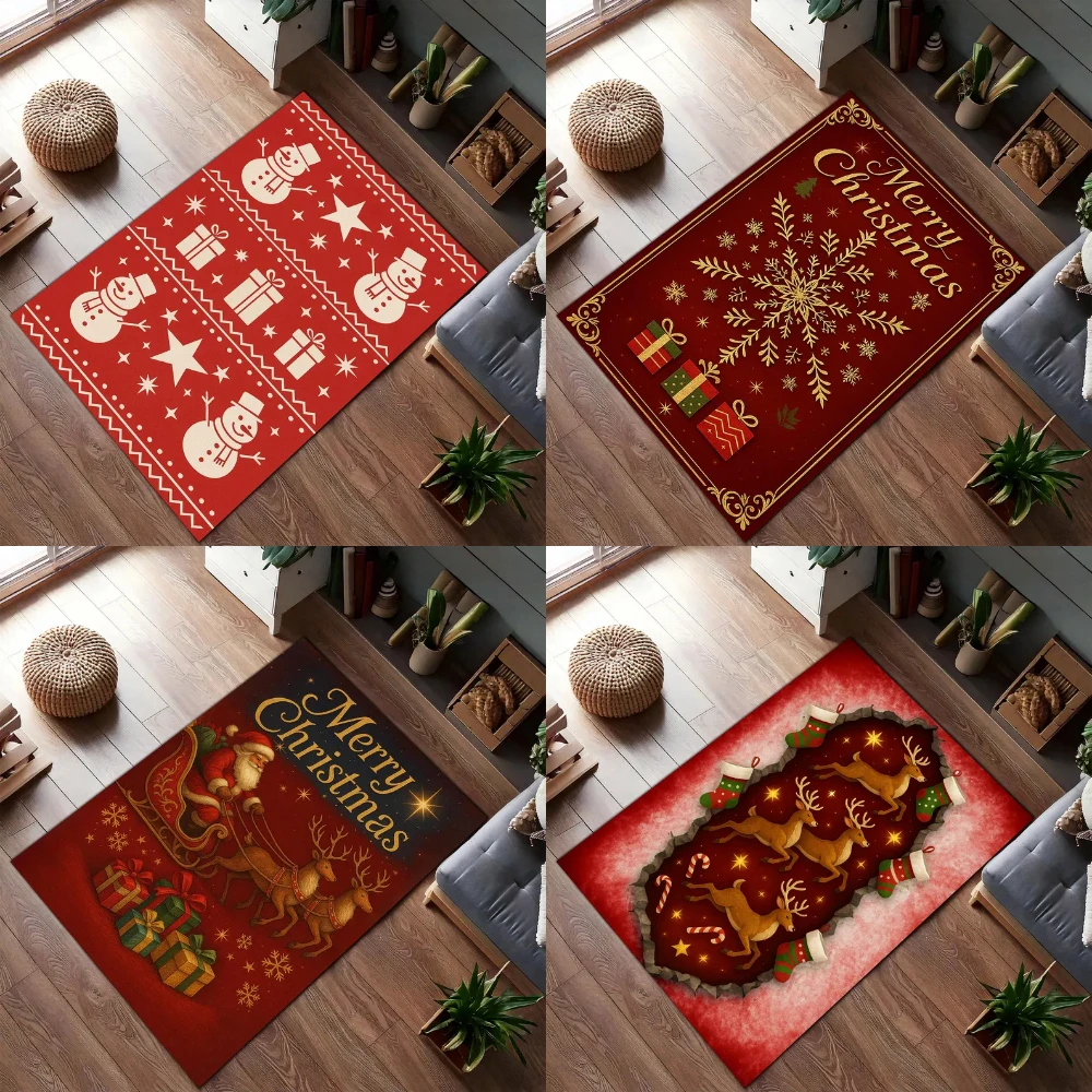Weihnachtsteppich, roter Teppich, Schneemann, Weihnachtsbaum-Design, Teppich, Wohnzimmer, Heimdekoration, Sofatisch, Schlafzimmer, Nachttisch, Teppich, Festival-Dekoration Image