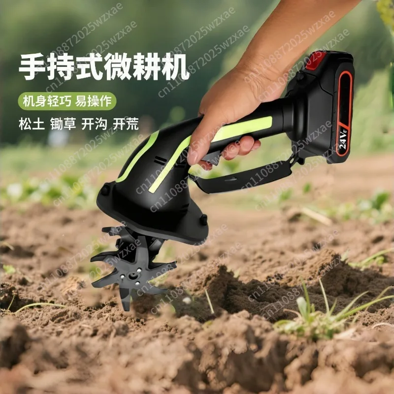 2025 Neuer kleiner Lithium-Ionen-Bodenfräser, aufladbarer Mikro-Bodenfräser, elektrische Hand-Gartenfräse zum Auflockern des Bodens Image