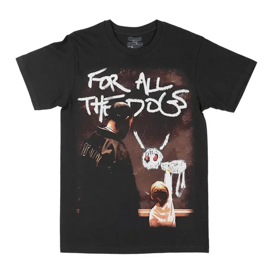 Drake For All The Dogs Herren Baumwoll-T-Shirt Sommer Kurzarm Streetwear Grunge-Stil Schwarz Image