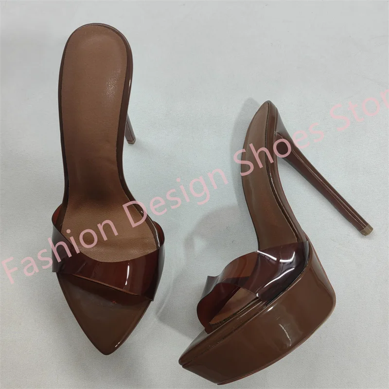 Hohe Plattform Mule Schuhe Peep Toe Slip On Damen Sandalen Schuhe Super High Heels für Damen Schuhe Größe 34-42