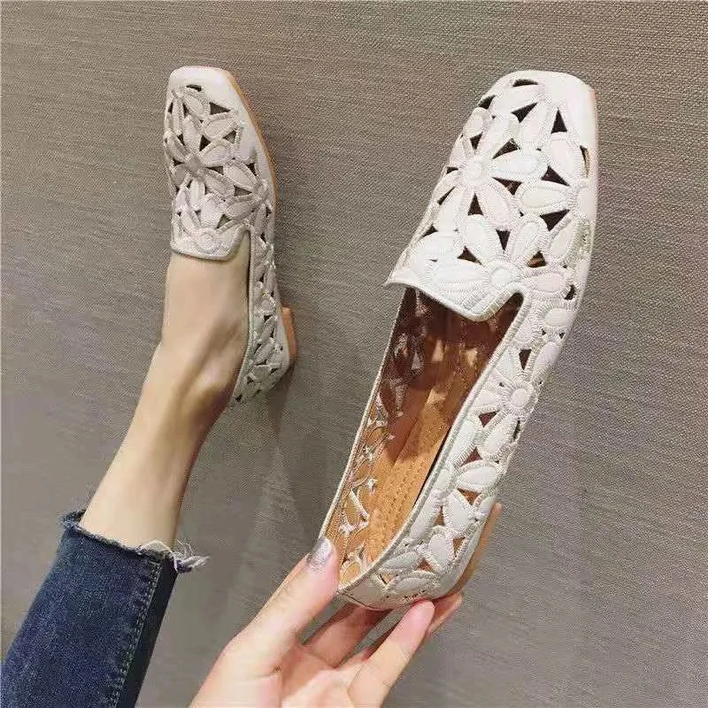 Mode Beige Breite Wohnungen Weibliche Schuhe Große Größe 41 42 Sommer Casual Weichen frauen Slip auf Loafers Damen Günstige schuhe 2023 Neue