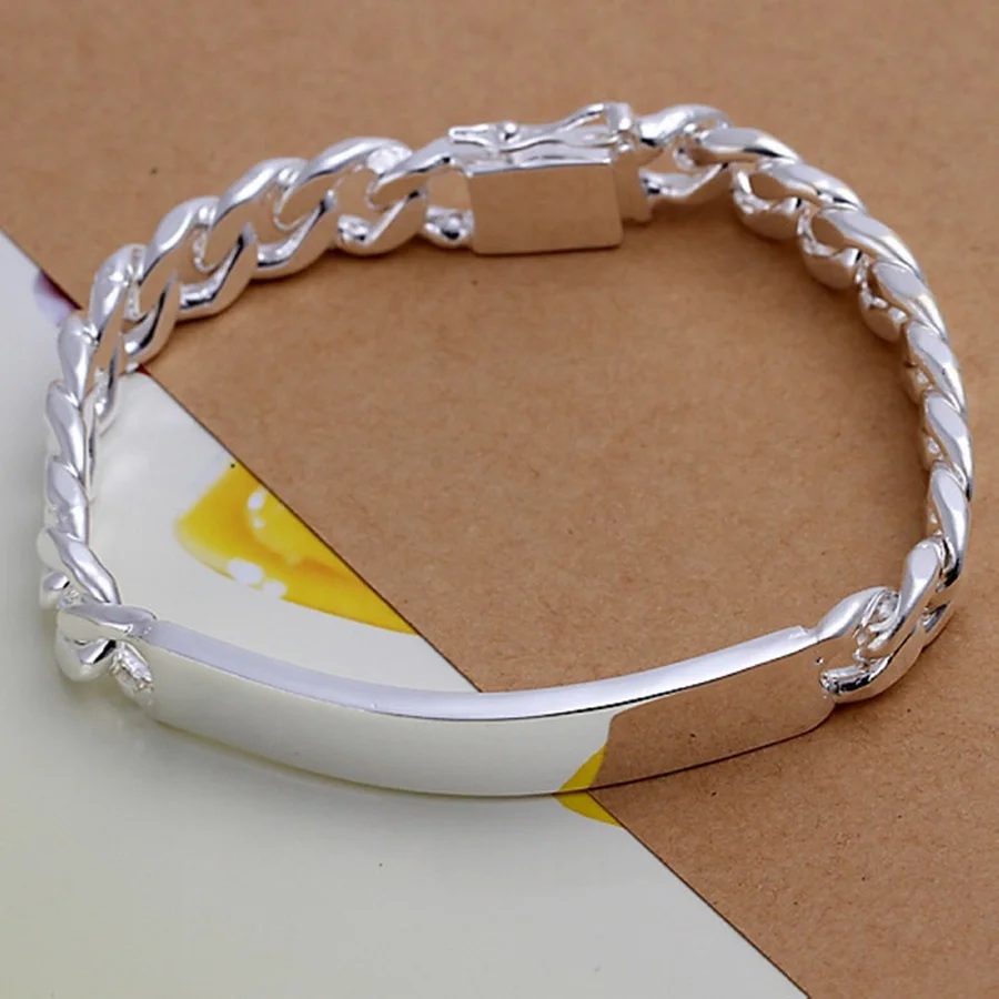 Charm 925 Sterling Silber Design Edle Hübsche 10 MM Herren Kette Schmuck Mode Geometrische Armband Fabrik Preis Image