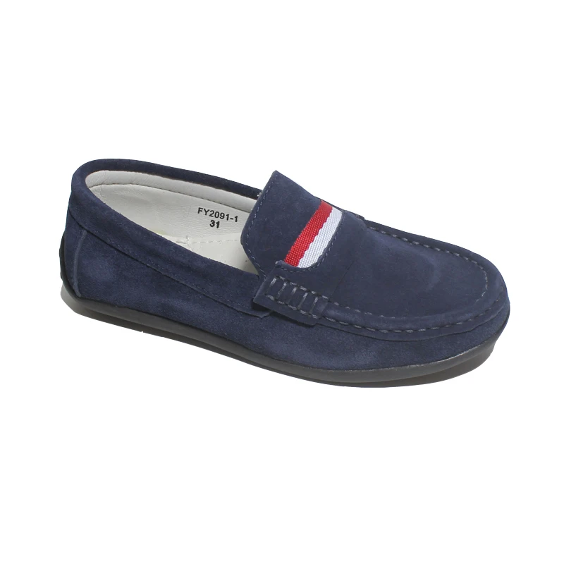 Mode weiche Kinderschuhe für Kleinkinder Jungen große Kinder Schule Slipper lässig Wildleder Flats Turnschuhe blaue Mokassins 25-37