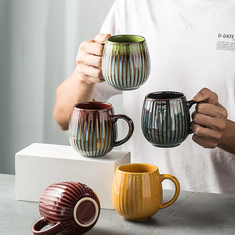 480 ml Keramik Kaffee Becher Mit Griff Kreative Porzellan Wasser Tasse Für Milch Tee Saft Frühstück Drink Für Home Geschenk wasser Tasse Image