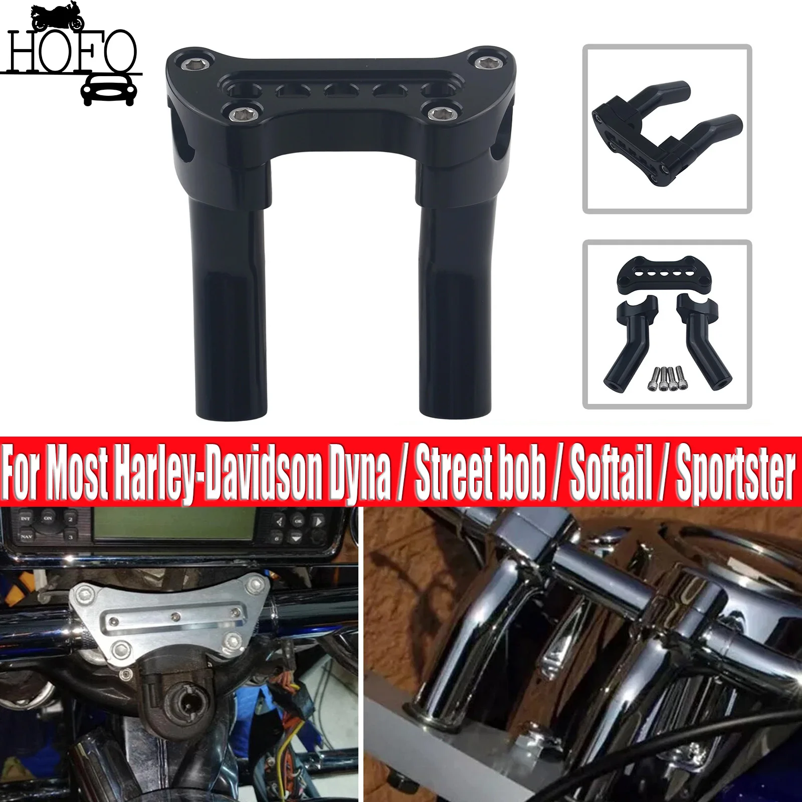 4,5-Zoll-Motorrad-Pullback-Lenkererhöhung für die meisten Harley-Davidson Dyna / Street Bob / Softail / Sportster und andere Modelle