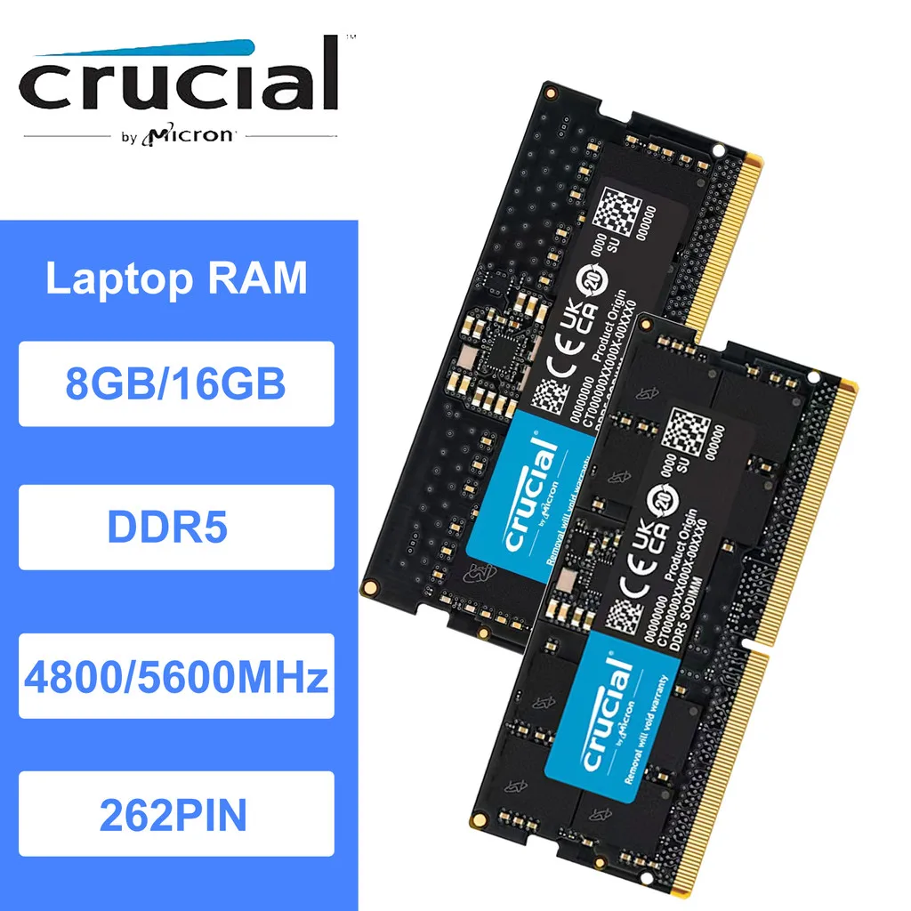 Crucial DDR5 RAM PC5 8 GB 16 GB 32 GB 4800 MHz 5600 MHz Laptop-Speicher RAM DDR5-Modul ECC Fehlerkorrektur 262 Pin SO-DIMM Image