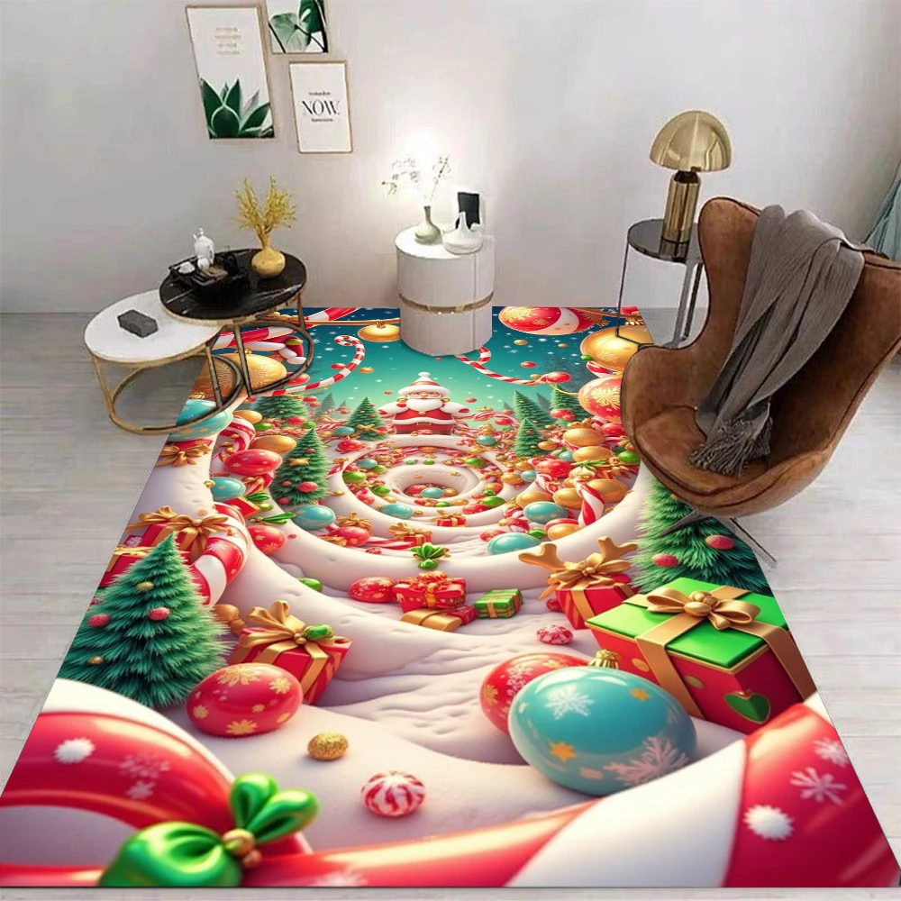 Weihnachtsdekorativer Teppich mit Weihnachtsmann-Motiv, Teppich für Schlafzimmer, Teppich für Wohnzimmer, große Teppiche für Wohnzimmer zu Hause Image