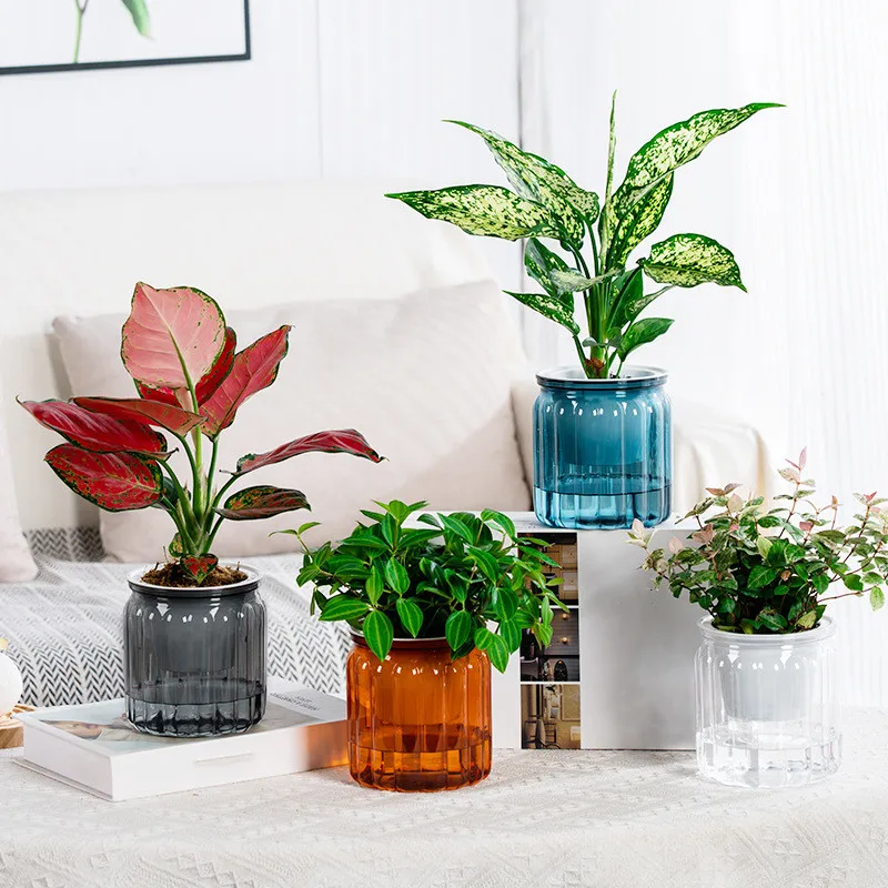 Kunststoff Blumentopf Sukkulente Topf Selbst Bewässerung Pflanzer Töpfe Hause Tabletop Blumentopf Hause Bonsai Dekor Moderne Dekoration Image