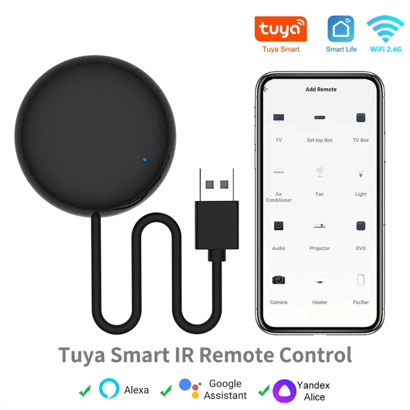 Tuya WiFi Smart IR-Fernbedienung für Klimaanlage, TV, DVD, AUD, universelle Infrarot-Fernbedienung, funktioniert mit Alexa, Google Smart Home Image