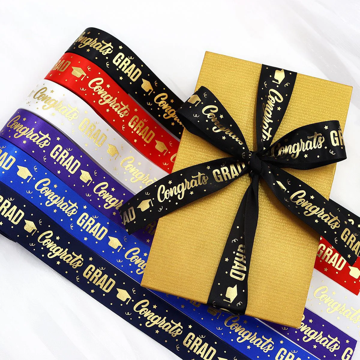 1 Rolle, 5 Yards Geschenkverpackungsband für den Abschluss, Dekorationsband für Partys, DIY-Schleifenband, Zubehör für Abschlussfeiern und Campuspartys Image