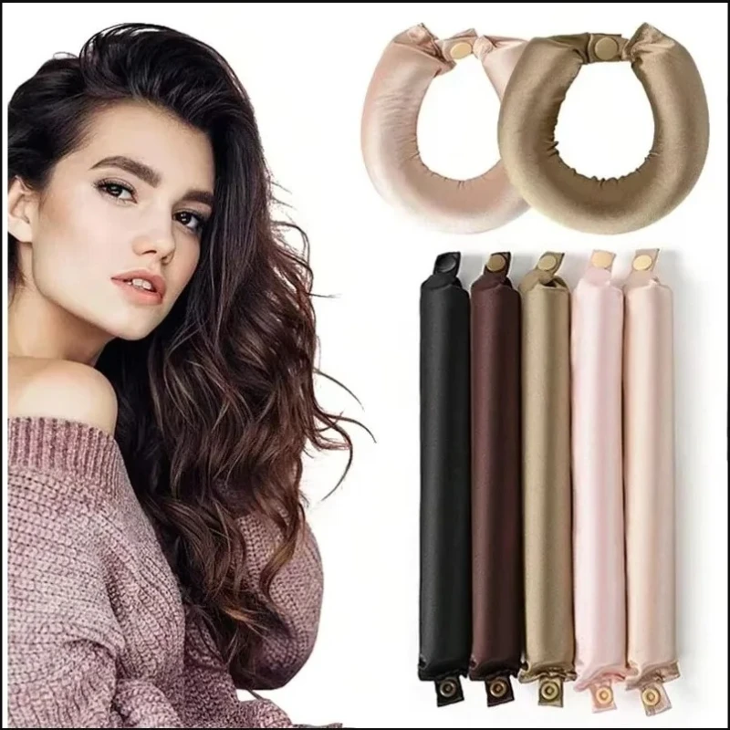 Hutloser Lockenstab; Hitzeloser Lockenstab; weiche Locken für die Nacht, hitzefreier Lockenstab, Lockenstabkopf aus Satin, Lockenwickler für Damen Image