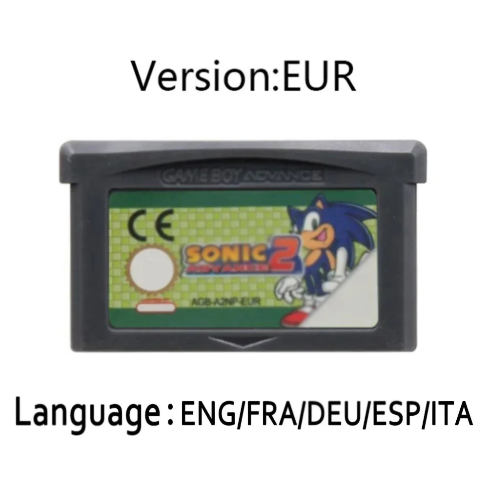GBA-Serie 32-Bit-Videospiel-Cartridge-Konsolenkarte Sonic Advance 1 2 3 The Hedgehog Genesis Mehrsprachig Image