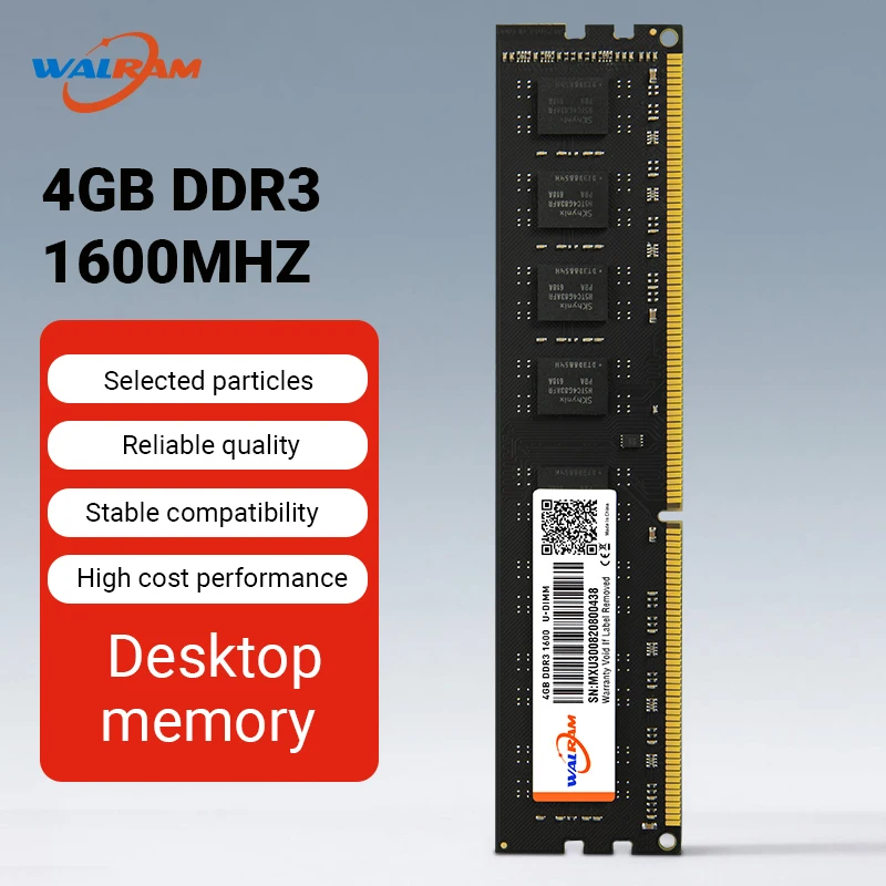 Walram DDR3 1600MHz Memoria Ram DDR3 8GB Ram DDR 3 4GB 1600 MHz 1,5V PC3 CL11 240Pin Udimm Interner Speicher für PC Desktop Image