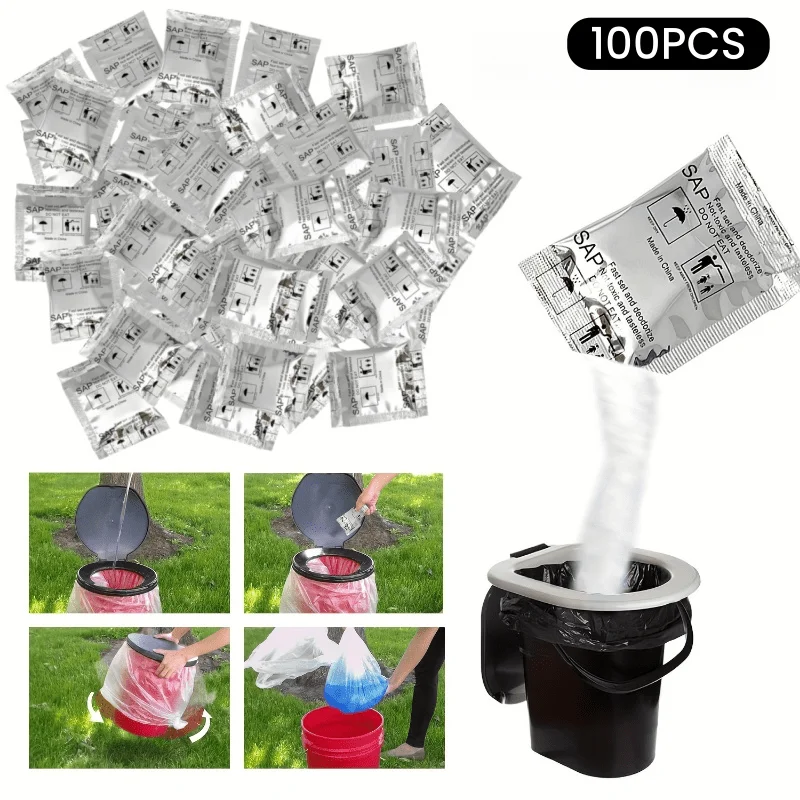 100 Packungen Tragbarer Toiletten-Lufterfrischer, Camping-Toiletten-Geruchsentferner für Reisen, Outdoor & Notfälle Image