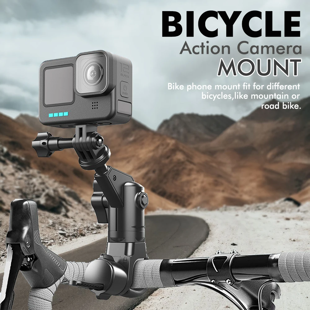 Fahrrad-Actionkamera-Halterung, 360° ° Drehbarer Fahrradlenkerhalter für GoPro, Kompatibel mit Mountainbikes und Rennrädern Image