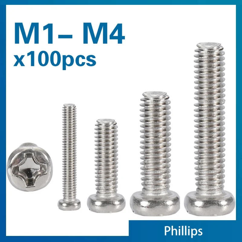 100 teile/los Kreuzschlitz BM Flachkopfschrauben Vernickelt Kohlenstoffstahl M2 M2,5 M3 M4 Phillips Maschine Scree Grade 4,8 DIN7985 Image