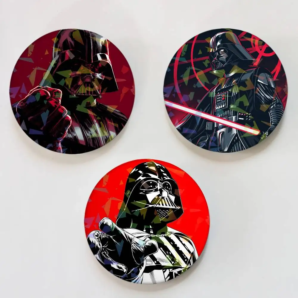 S-Star Wars Darth Vader Runde exquisite Laser-Abzeichen-Broschen, kreative Anstecknadeln für Kleidung, Hut, Rucksack, Geschenkzubehör Image