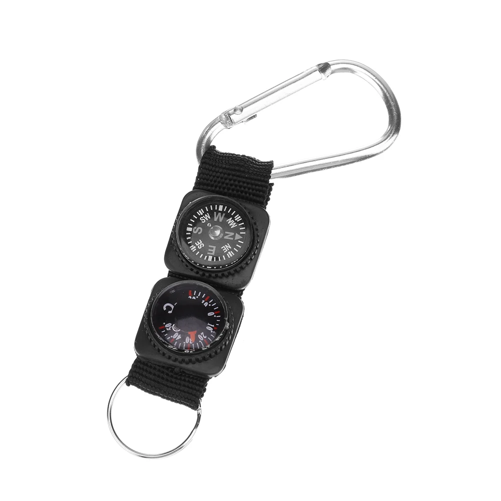 3/2/1PCS Multifunktionaler Karabiner-Hängering 3 IN 1 Mini-Kompass-Thermometer Camping-Überlebenswerkzeuge für Outdoor-Camping und Wandern Image