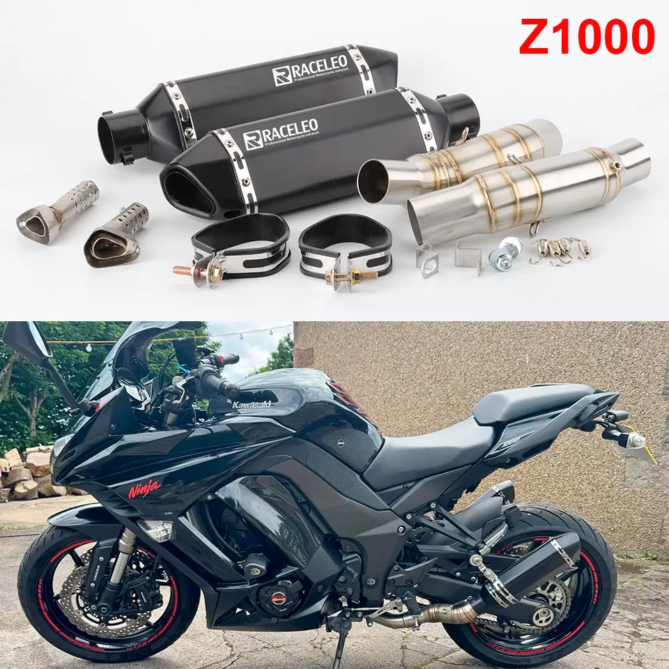 Motorrad-Auspuffanlage für Kawasaki Z1000 Z1000SX Ninja 1000 2010-2021 Motorrad-Auspuffrohr Mittelrohr Slip-On 51mm Schalldämpfer Image