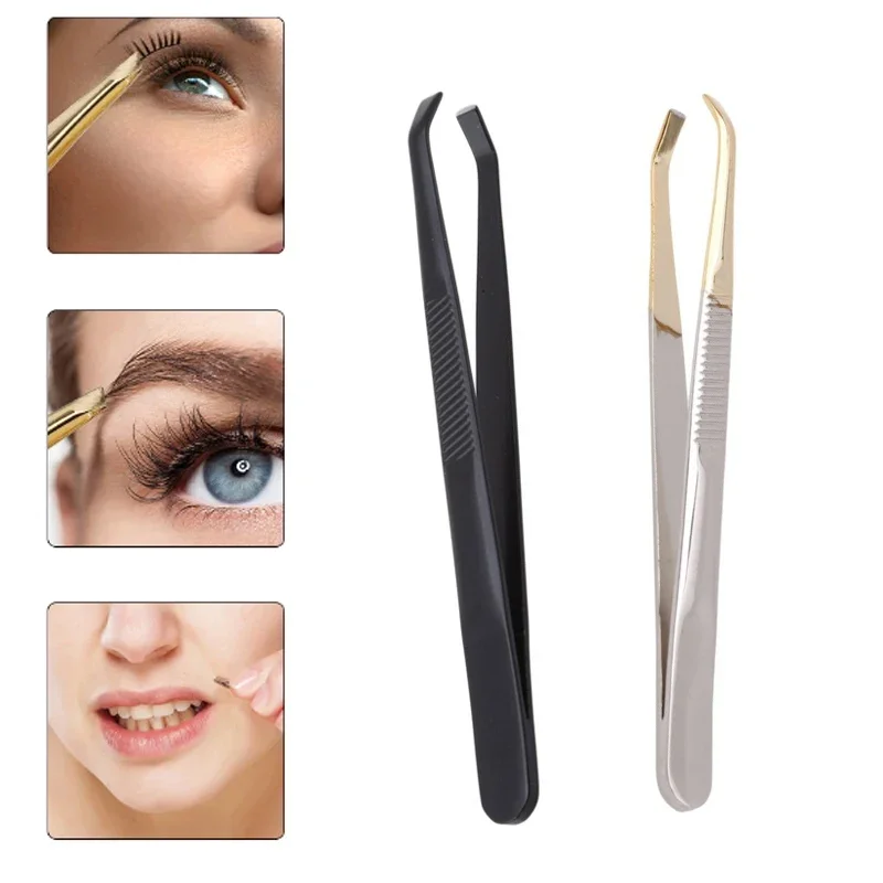 1 Stück Augenbrauen-Pinzette Gesichtshaarentferner Edelstahl Flache Schräge Spitze Augenbrauen-Wimpern-Make-up-Pinzette Schönheitswerkzeug Image