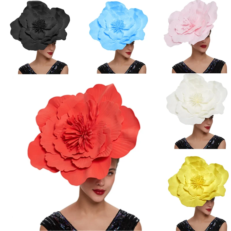2024, elegante Braut- und Hochzeits-Kopfbedeckung, Blumen, übertriebener Fascinator-Hut, heiraten, ausgefallene Blumen-Pillbox-Kappe, Kopfschmuck, Damen-Accessoire Image