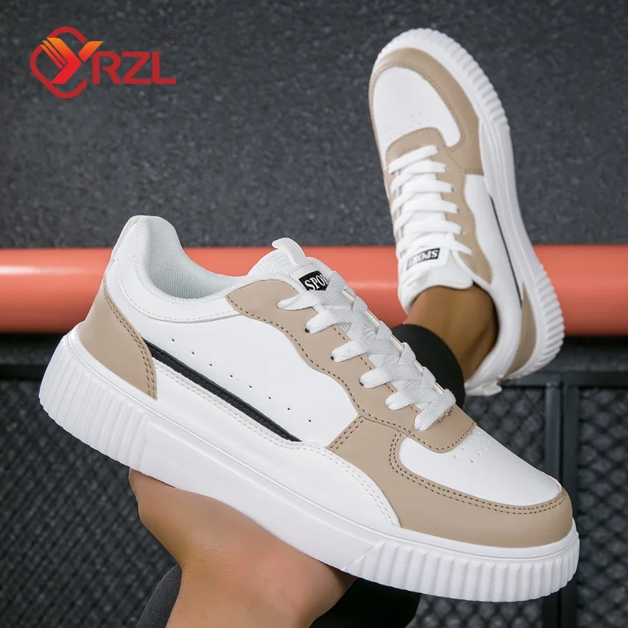 YRZL Herren-Turnschuhe, Herbst, weiße Schuhe, leicht, dicke Sohle, rutschfest, Skateboard-Schuhe, Unisex, lässige Sportschuhe für Herren