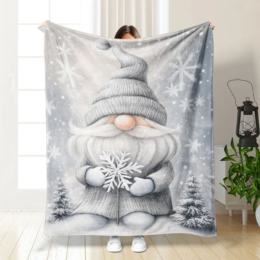 Weihnachtsdecke aus grauem Zwergflanell – warm und weich | Ganzjahressofa/Bett/Büro/Reise | Ideale Geschenkdecke Image