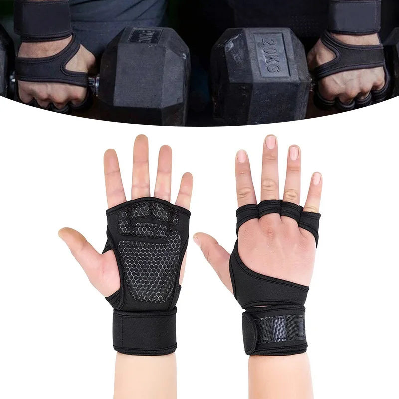 Halbfinger-Gewichtheberhandschuhe, Fitness-Workout-Handschuhe für Männer und Frauen, Rutschfest, Handflächenschutz für Gewichtheben, Klimmzüge, Fitness