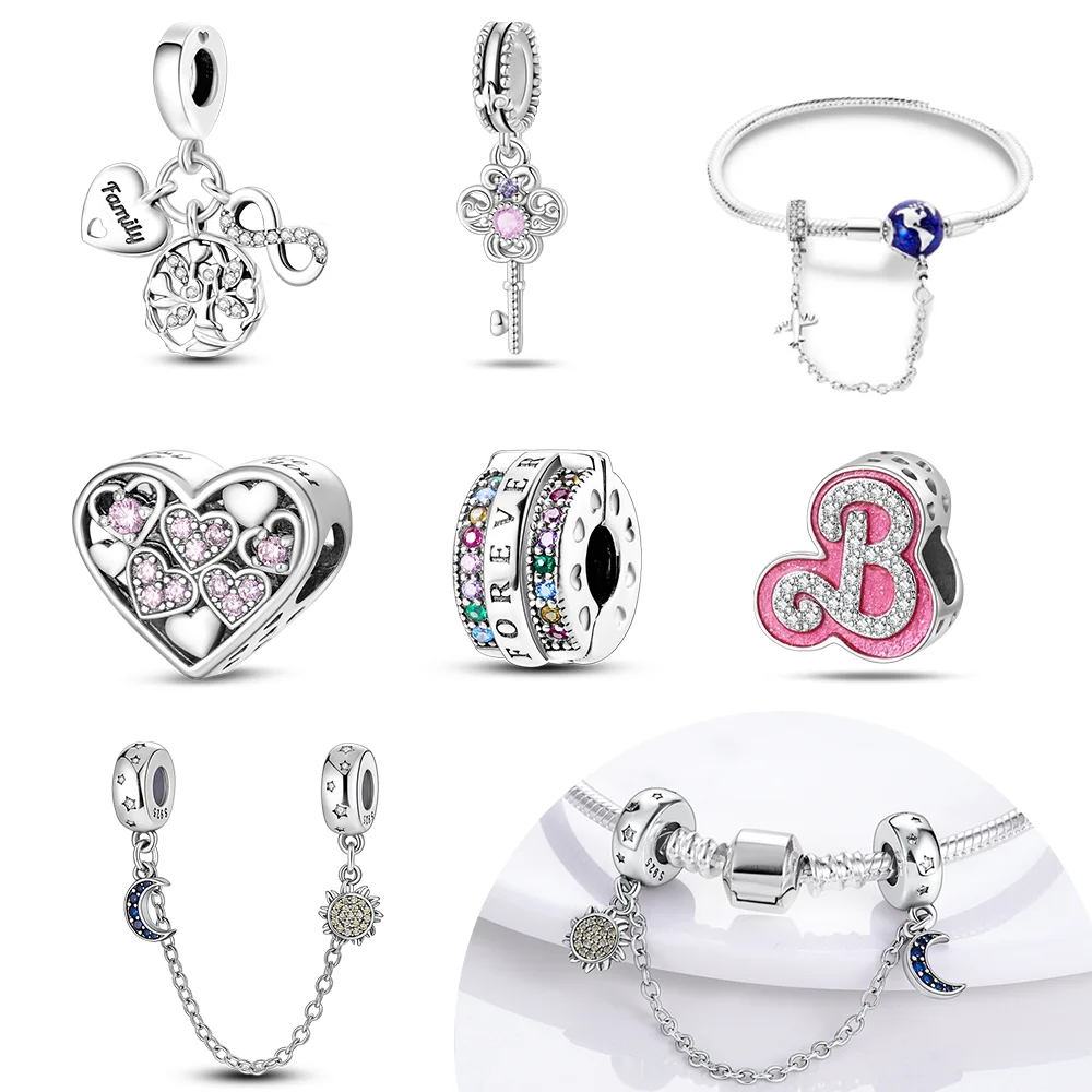 Versilberter 'Forever Love' Statement-Charm mit Schimmernder Kristallverzierung, Hypoallergenes Trendiges Armband-Geschenk Image
