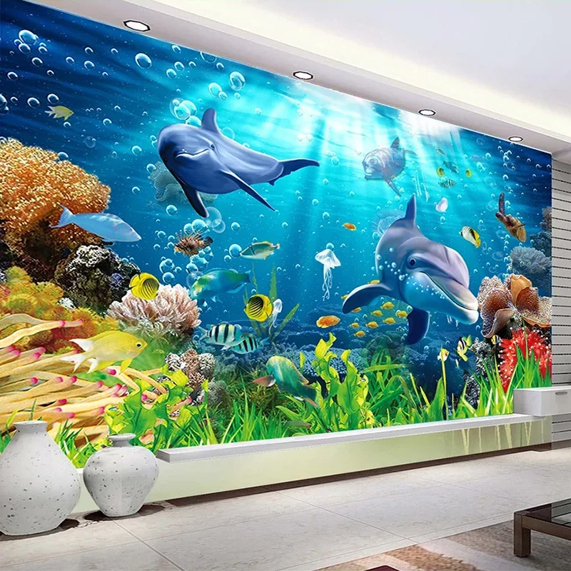 Custom Foto Tapete Für Wände 3D Unterwasser Welt Delphin Kinder Zimmer Wohnzimmer Schlafzimmer TV Hintergrund Dekor Wandbild