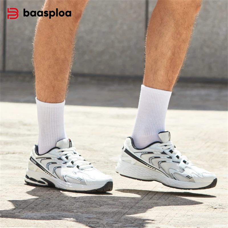 Baasploa Herren Laufschuhe Neue Casual Mesh Atmungsaktive Tenis Sportschuhe Männlich Outdoor Leichte Rutschfeste Wanderschuhe