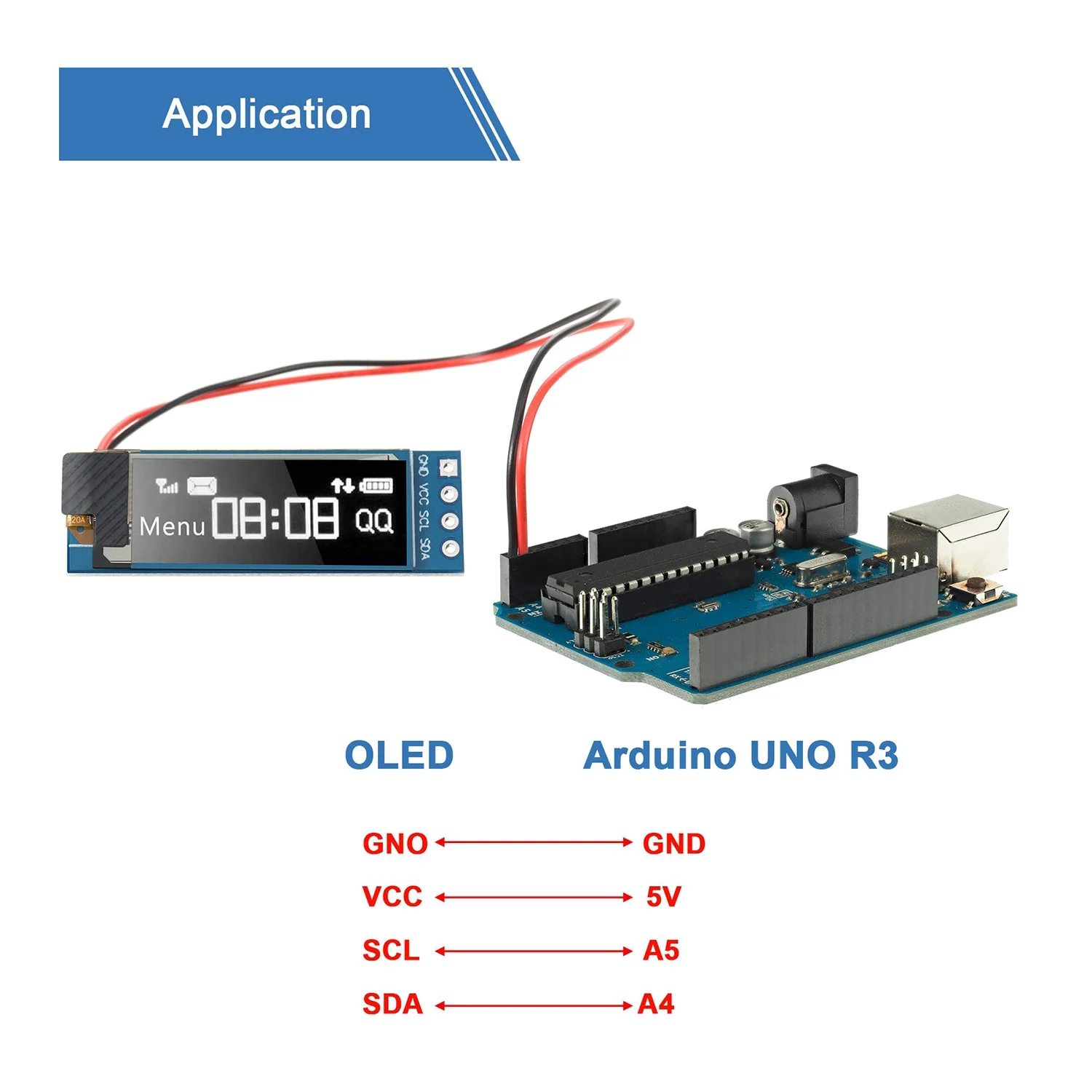 FEDI-5 Stück I2C-Display-Modul 0,91 Zoll I2C OLED-Display-Modul I2C OLED-Bildschirm-Treiber DC 3,3V-5V Image
