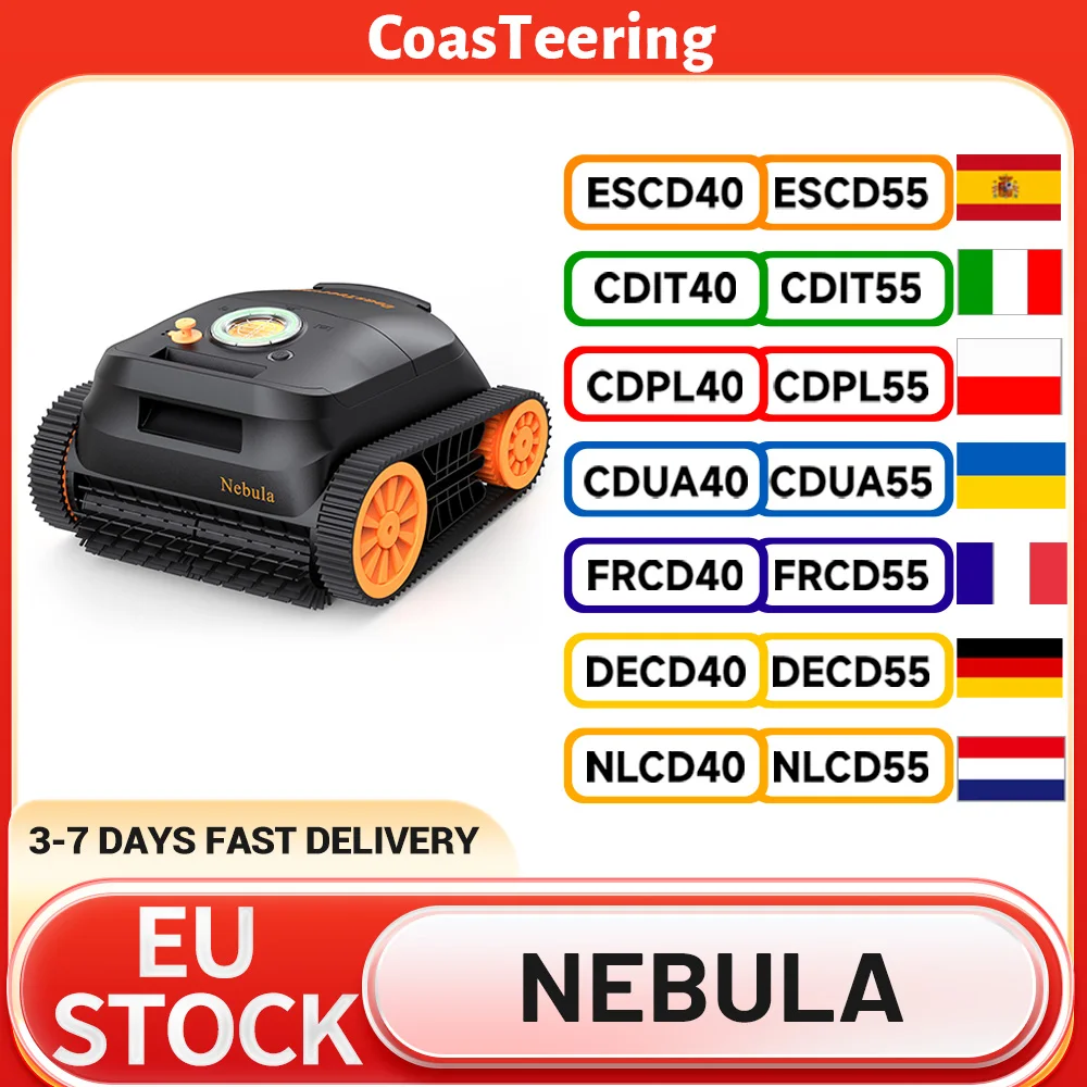 CoasTeering Nebula Kabelloser Roboter-Poolreiniger, 180 Minuten Laufzeit, Bürstenlose Motoren, Wandkletterfunktion & Wasserlinienreinigung, Smart Image