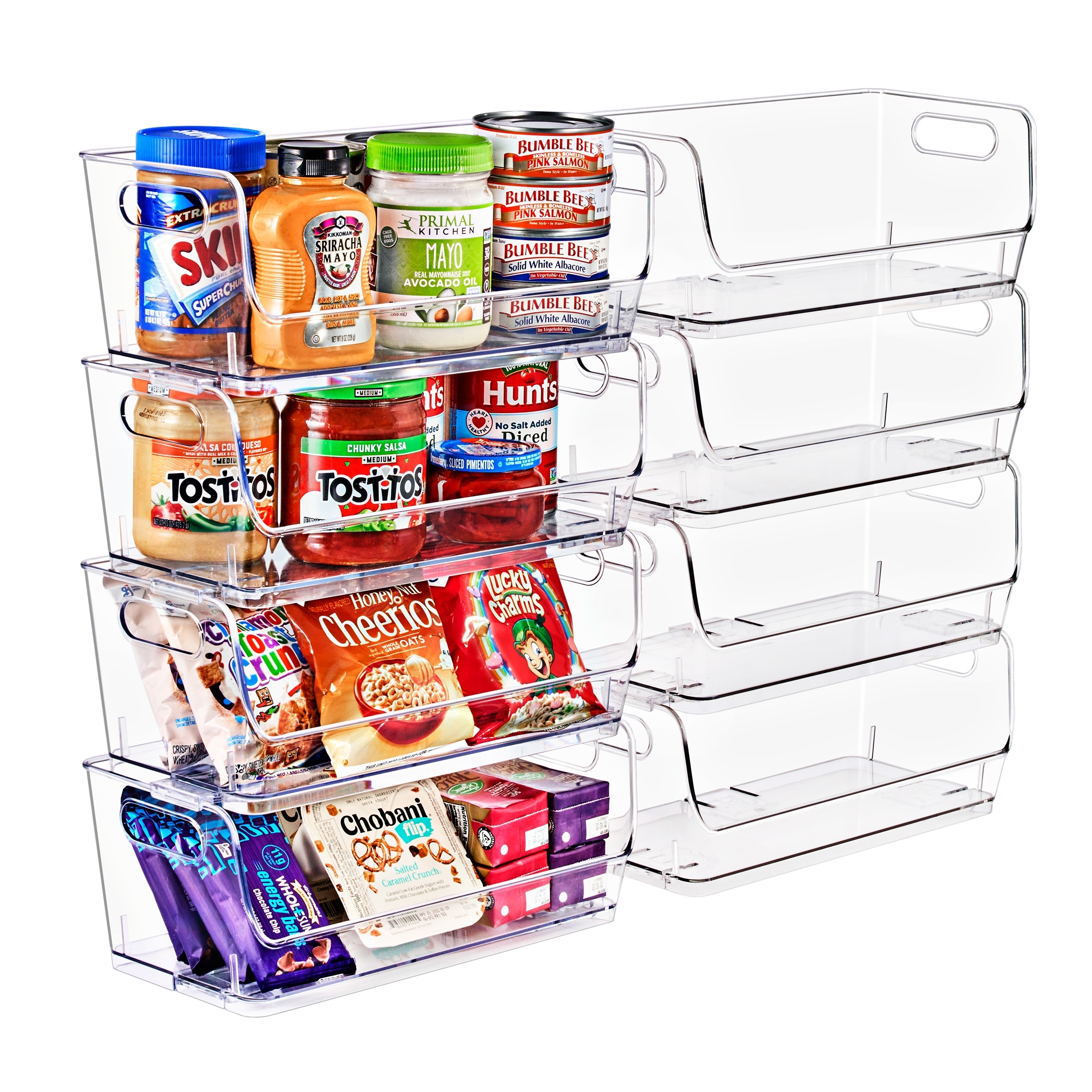 Sorbus Stackable Storage Bins Open Front, Clear Stackable Storage Bins, Small Wide Pantry Bins for Storage and Organization