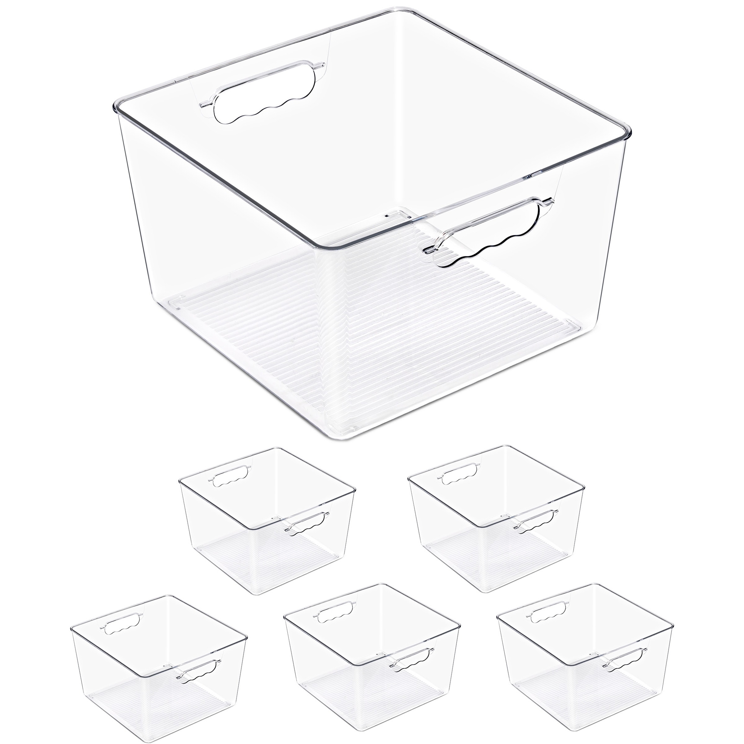 Sorbus Large Square Stackable Storage Bins with Handles - for Storage, Closet, Shelf & Home Organization, 4, 6, and 8 Pack