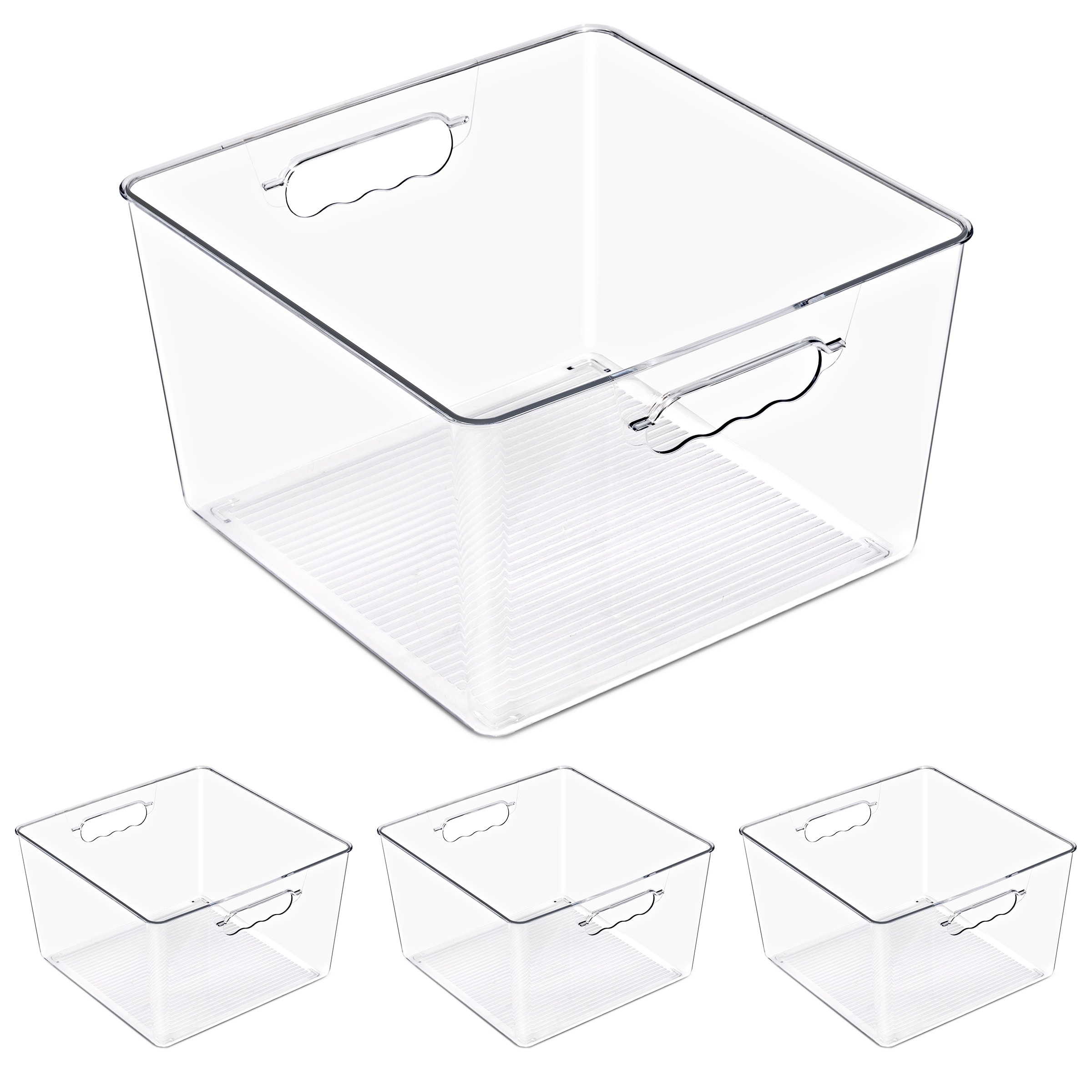 Sorbus Large Square Stackable Storage Bins with Handles - for Storage, Closet, Shelf & Home Organization, 4, 6, and 8 Pack