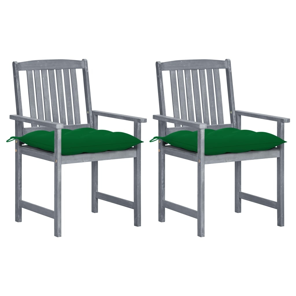 vidaXL Gartenstühle mit Kissen 2 Stk. Grau Massivholz Akazie Image