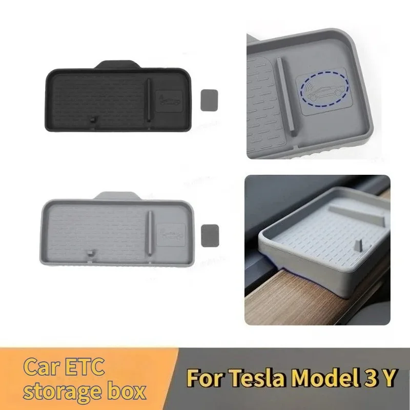 Armaturenbrett-Aufbewahrungsbox für Tesla Model 3 Y Zentralsteuerung Bildschirm Instrumententafel ETC Silikon-Ablage Modifikation Auto-Zubehör Image