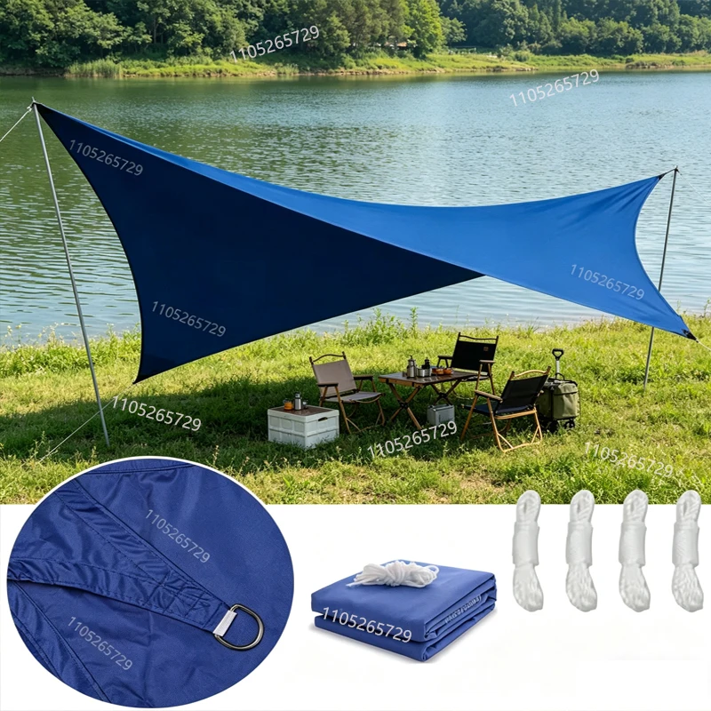 4-Punkt-Sonnensegel für den Außenbereich, wasserdichter und UV-beständiger Sonnenschirm aus Polyester, geeignet für Terrassengärten. Image