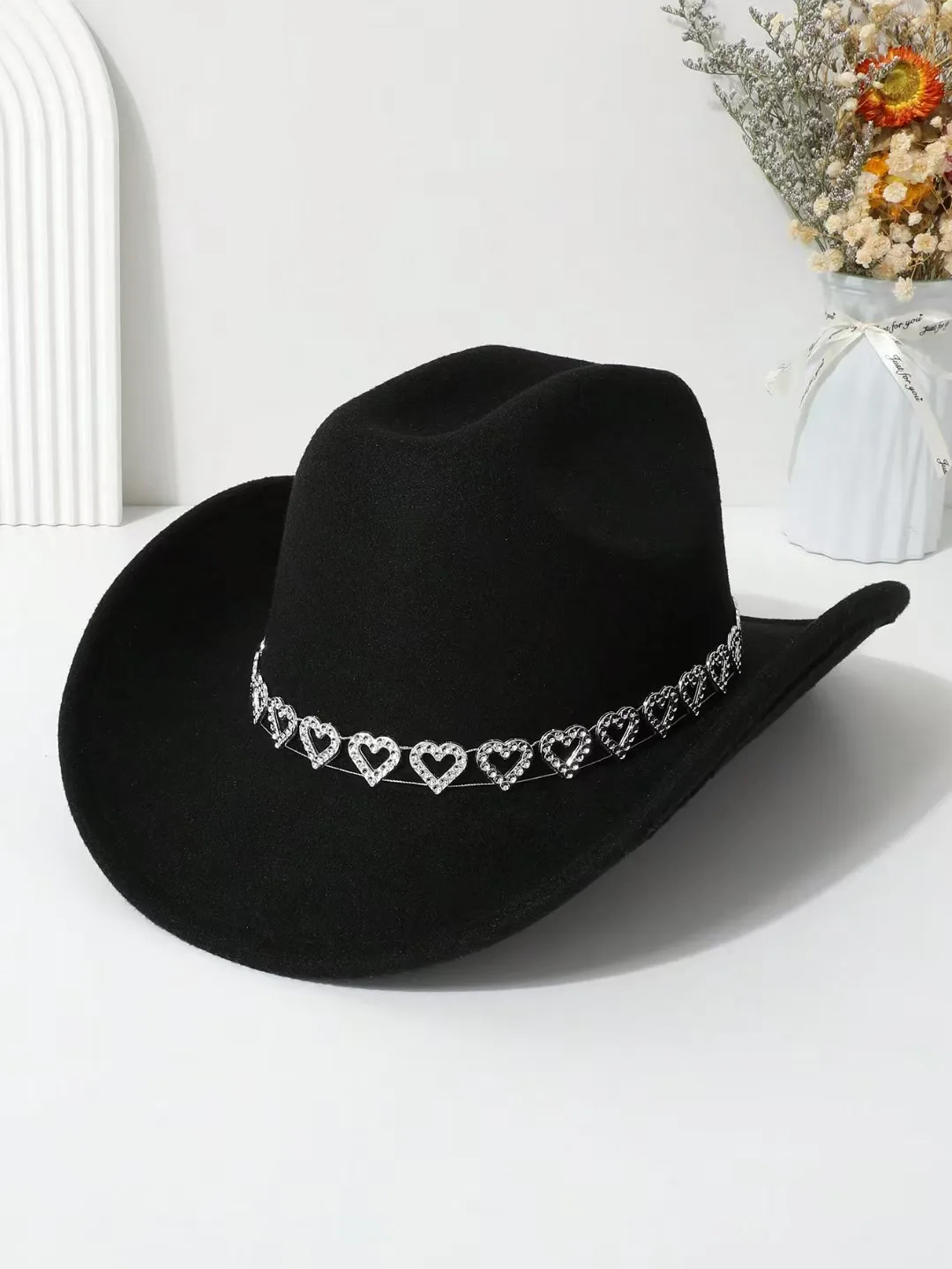 Western Cowboyhut für Männer & Frauen, Breitkrempiger Cowgirlhut, Ganzjährig für Party, Cosplay, Urlaub, Bühne, Strand und Outdoor-Aktivitäten Image