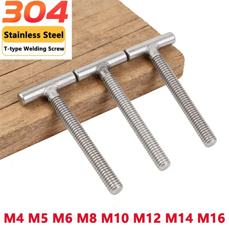 T-Typ-Schraube M4 M5 M6 M8 M10 M12 M14 M16 304 Edelstahl Zylindrischer Schweißbolzen T-förmige Schrauben Länge 20-150mm Image