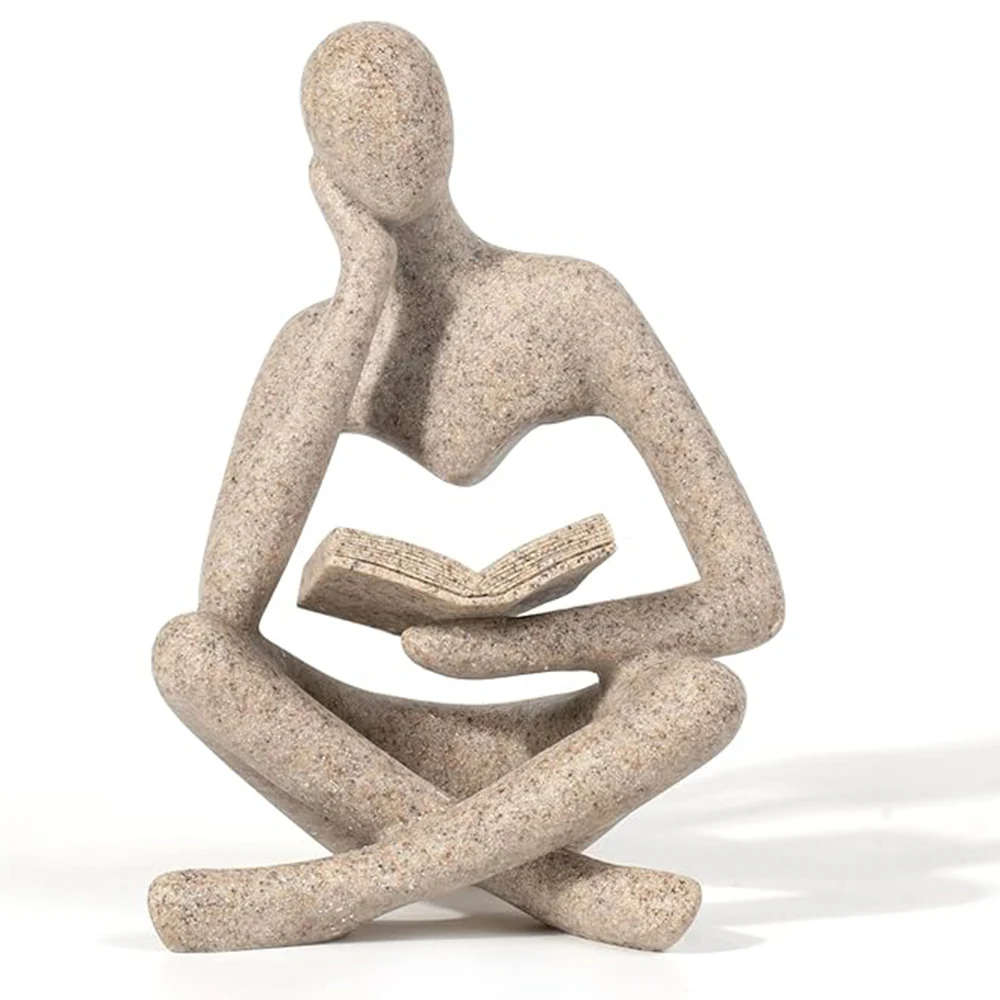 Bücherregal-Dekoration - Abstrakte Denker-Skulptur, Figur aus Kunstharz, Moderne Lese-Dekoration für Zuhause Image
