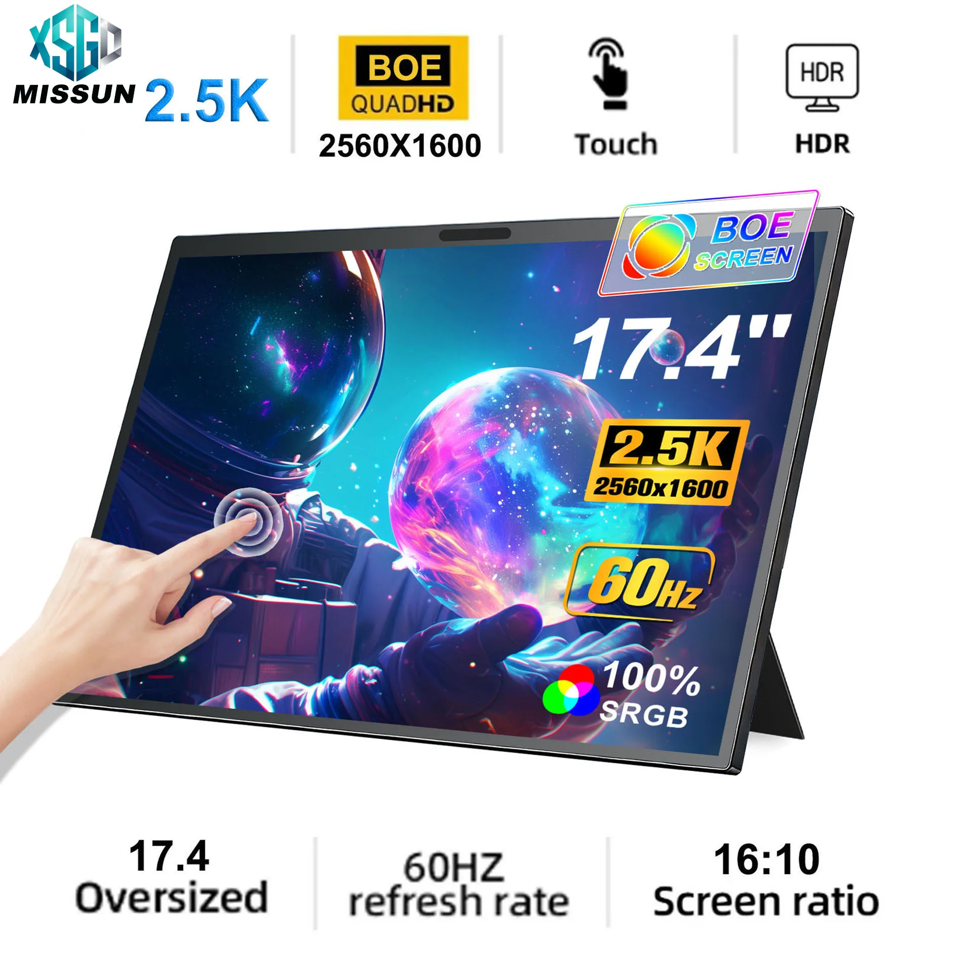 MISSUN 14/15,6/17,3 Zoll 1080P Mini Zweit-Gaming-Bildschirm Tragbarer Monitor Externer Bildschirm für MAC/Laptop/PC/Xbox/PS/Switch Image